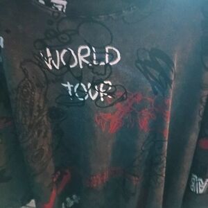 Brand  New True Religion World Tour Graphic Black Tee with Red Accents